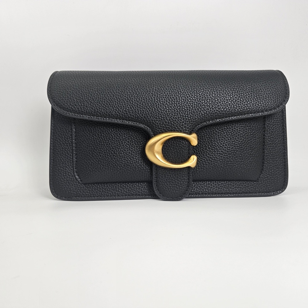 Coach Bag with Classic Brown Pattern and Gold Details